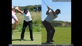 Jon Rahm golf swing  Long Iron faceon amp downtheline July 2017 [upl. by Yeoz172]