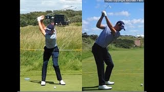 Justin Thomas golf swing  Long Iron faceon amp downtheline July 2017 [upl. by Eelrehpotsirhc]