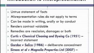 Misrepresentation Lecture 1 of 4 [upl. by Aihc]